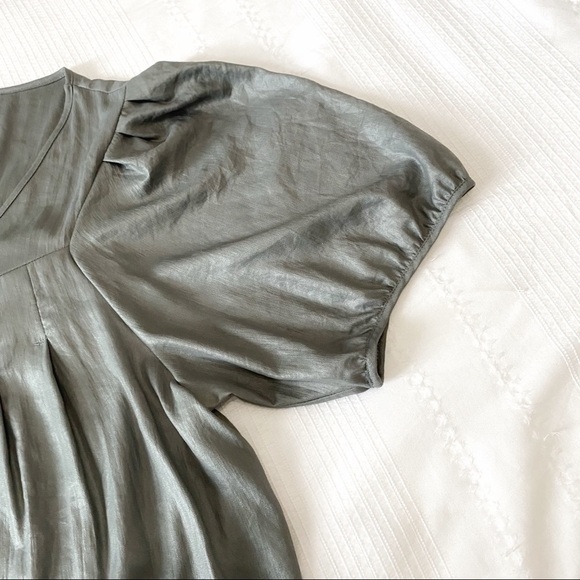 DIESEL SHIMMERY SAGE GREEN SHORT SLEEVE TUNIC BALLOON PLEATED DRESS - Picture 6 of 10